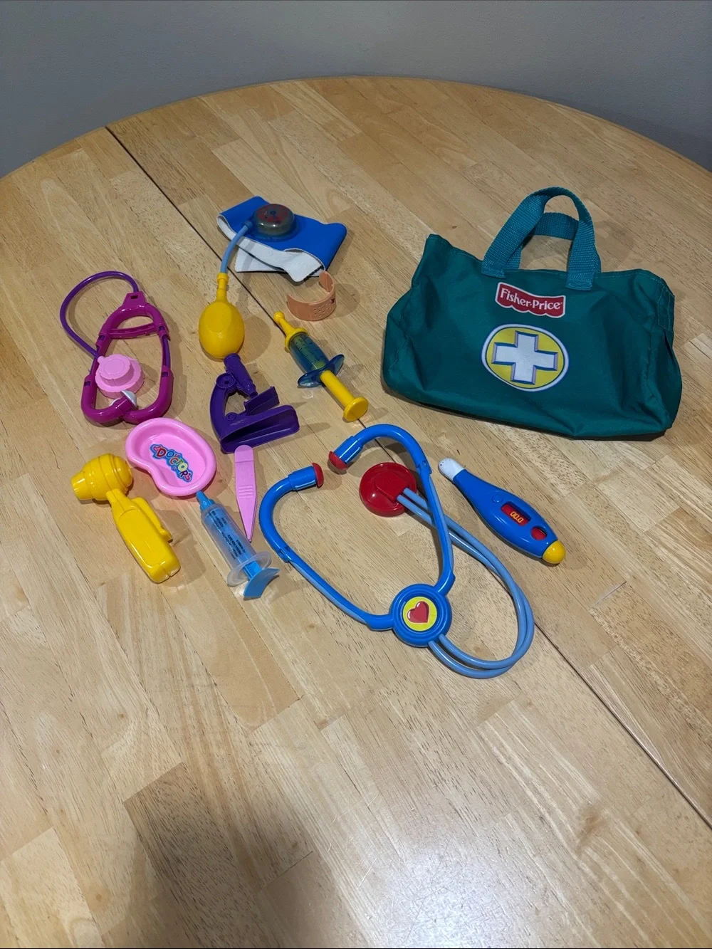 Fisher-Price Green Medical Bag with Blue Stethoscope & Multicolor Tools